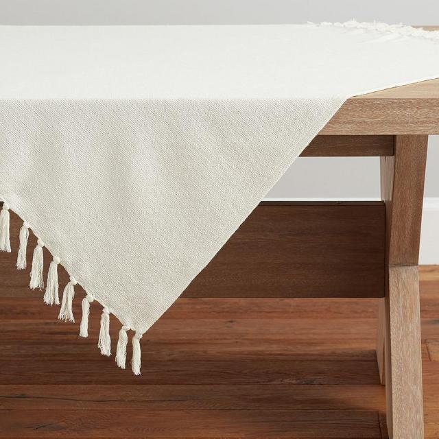 Mason Cotton/Linen Table Throw - Ivory