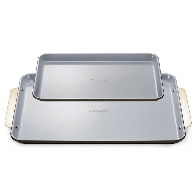Caraway Non-Stick Ceramic Baking Sheet Duo - Naturally Slick Ceramic Coating - Non-Toxic, PTFE & PFOA Free - 18 x 13" Large & 15 x 10" Medium - Black