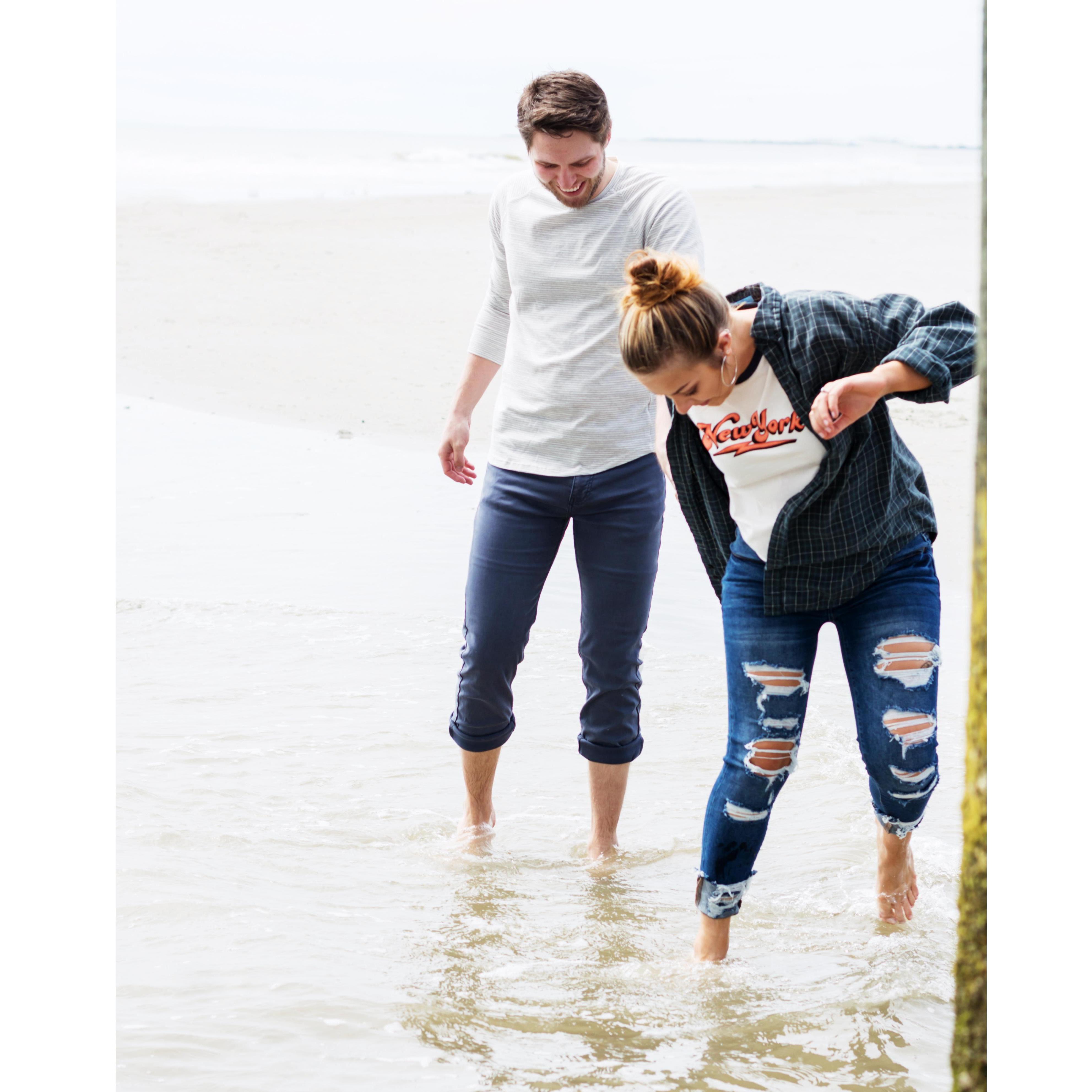 This was right after the unnoticed wave splashed up the side of my leg.