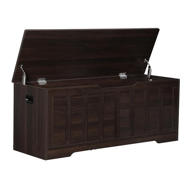 VANKILEY 47.2" Storage Chest Extra Large,Storage Trunk with 2 Safety Hinges,Wooden Storage Bench,Shoe Bench,47.2x15.7x19.1 Inch,Easy Assembly,Storage Bench for Bedroom,Living Room,entryway(Espresso).