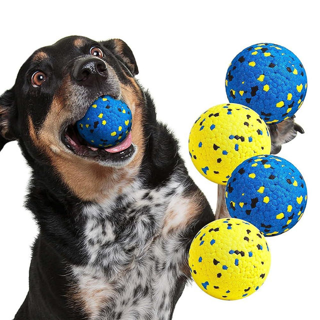 Kimee Dog Balls Tennis Ball Toys Dog Toys for Aggressive Chewers Durable Teething Chew Toys Water Toy Fetch Balls for Large Medium Small Dog and Puppies (4 Balls)