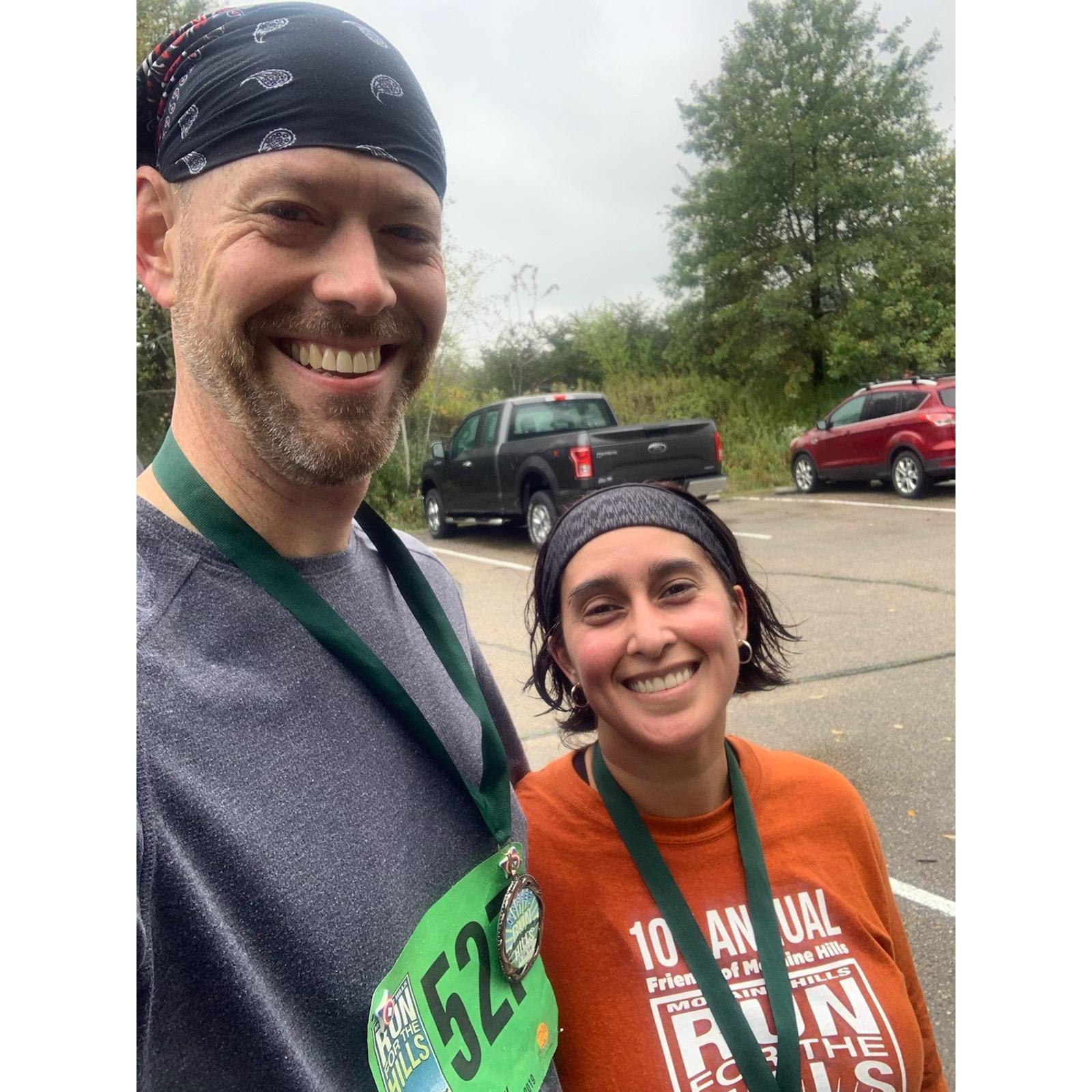 We ran our first 5k with other people at Moraine Hills State Park. We finished in 30 minutes 44 seconds. Sep 28, 2019