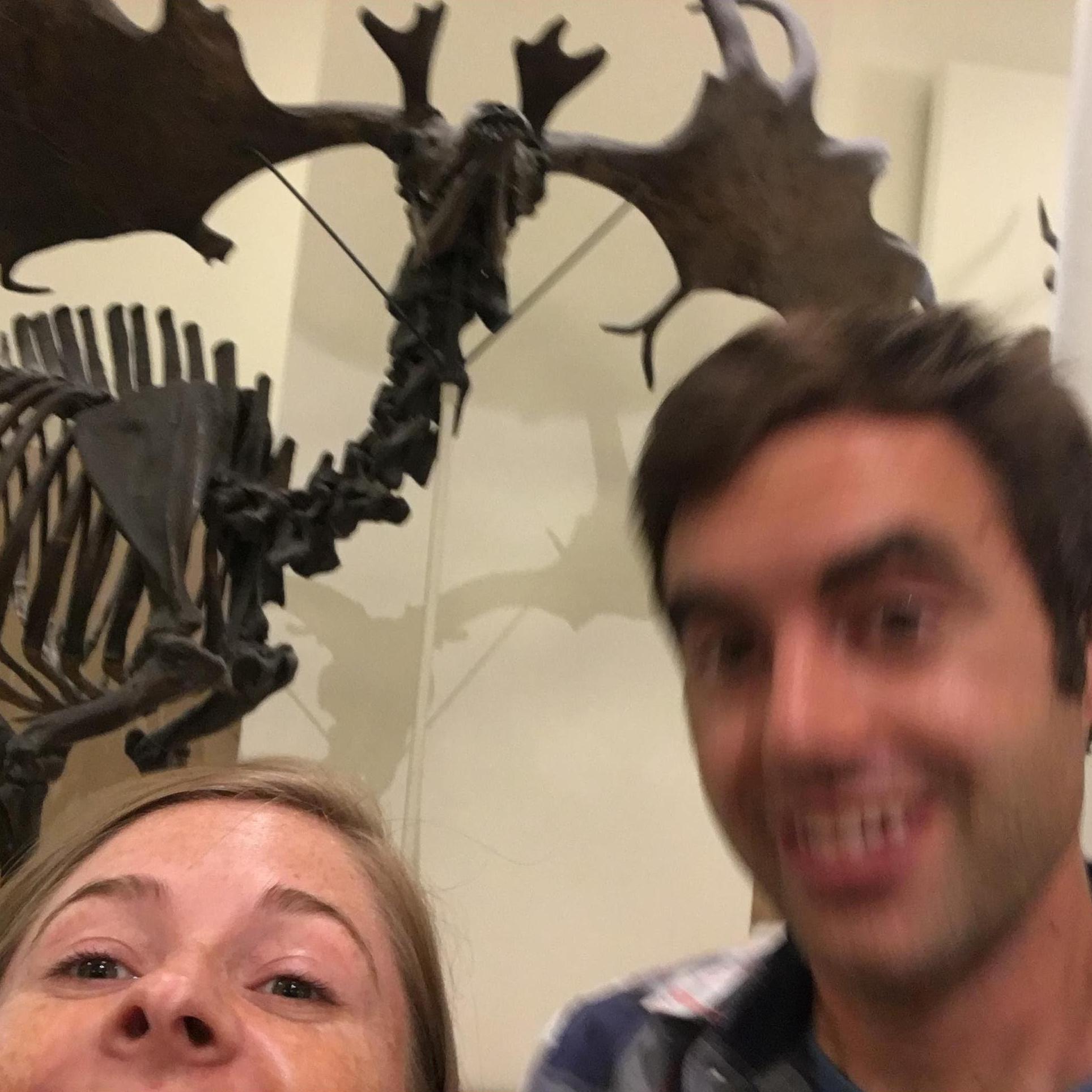 Most of our pictures end up like this. Ryan is always moving and Lauren is too short. NY Museum of Natural History.