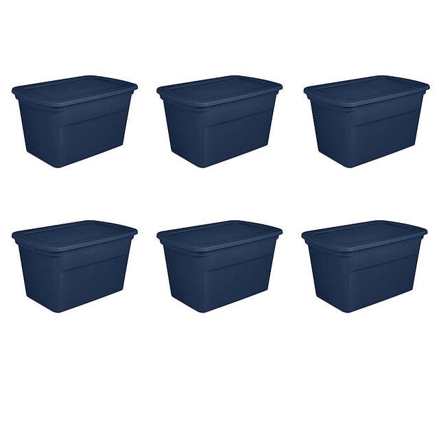 Sterilite 30 Gal Totes, 6 Pack, Marine Blue, 6 Count