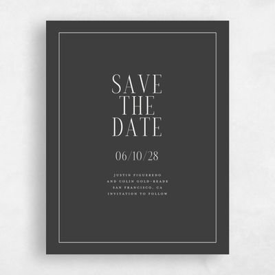 Black Simple Wedding Save the Date - Vence Portrait