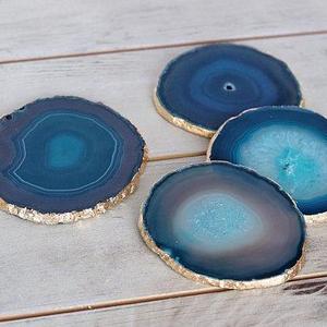 Agate Coasters - Teal, Set of 4