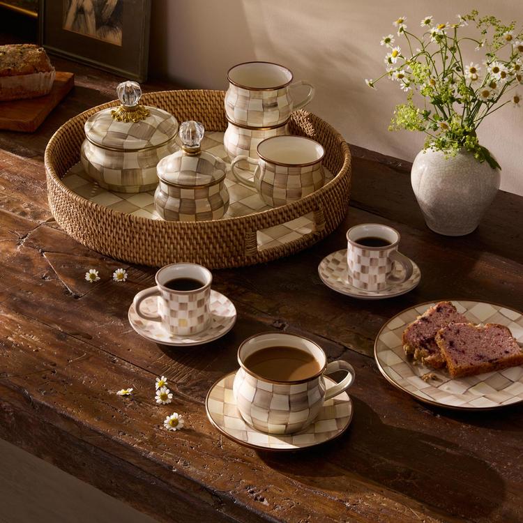 MacKenzie-Childs, Mocha Check Stainless Steel Espresso Cup