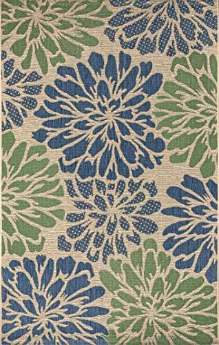 JONATHAN Y SMB110 Zinnia Modern Floral Textured Weave Indoor/Outdoor Navy/Green 8 ft. x 10 ft. Area Rug