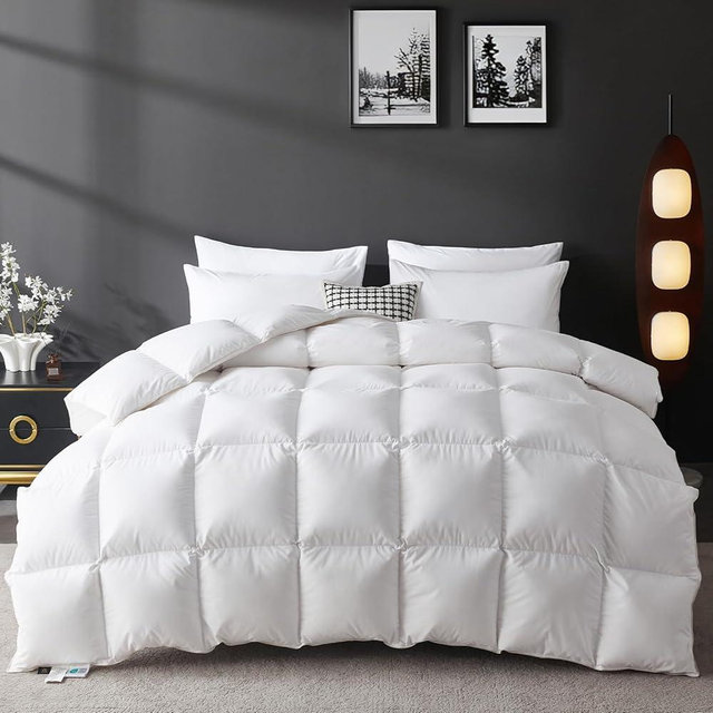 L LOVSOUL Down Comforter Oversize King Size, 850+ Fill Power Hotel Style Bedding Comforter, 1200TC, Fluffy Ultra Soft All Season White Duvet Insert with 8 Corner Tabs