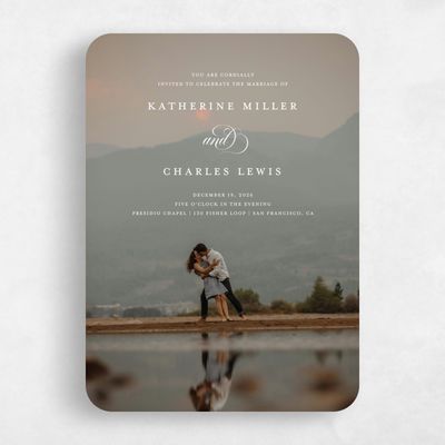 White Rounded Wedding Invitation - Willow Photo