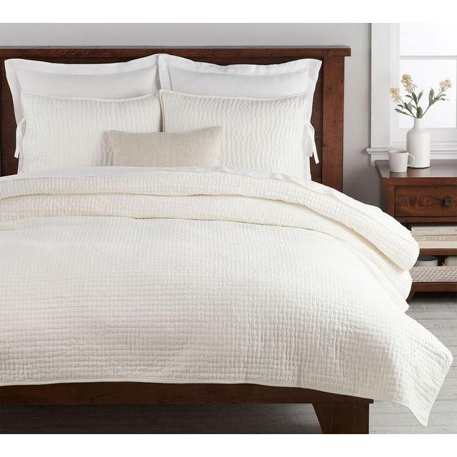 Pick-Stitch Handcrafted Quilt, King/Cal King, Classic Ivory