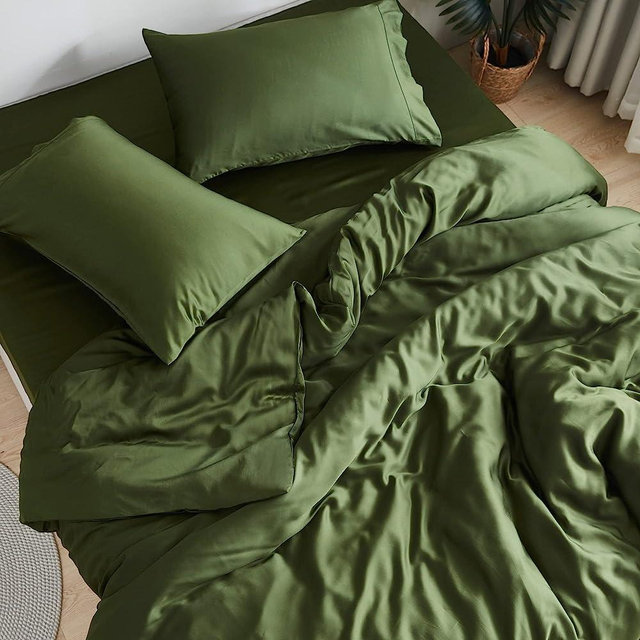 DOZ by SIJO 100% Organic Bamboo Sheet Set, Buttery Soft, Cooling for Hot Sleepers, Silky Breathable, Oeko-TEX, High GSM, 16" Deep Pockets - 4pc - 2 Pillowcases 1 Fitted 1 Top Sheet (Forest, King)