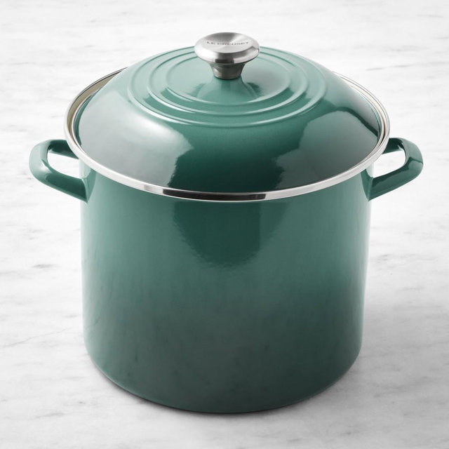 Le Creuset Enameled-Steel Stock Pot, 12-Qt., Artichaut