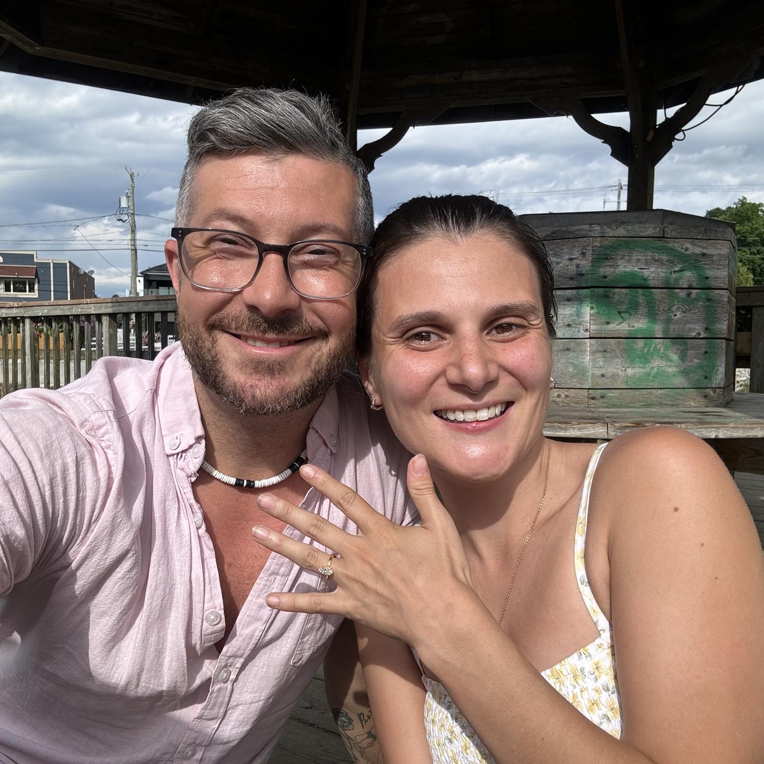 Moments after our engagement in North Hatley, 2024.