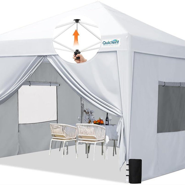 Quictent Privacy 10x10 Pop up Canopy Tent with Sidewalls and Roll-up Ventilated Windows, One Person Setup, Easy Outdoor Commercial Gazebo Shelter Enclosed Waterproof, Bonus 4 Sandbags