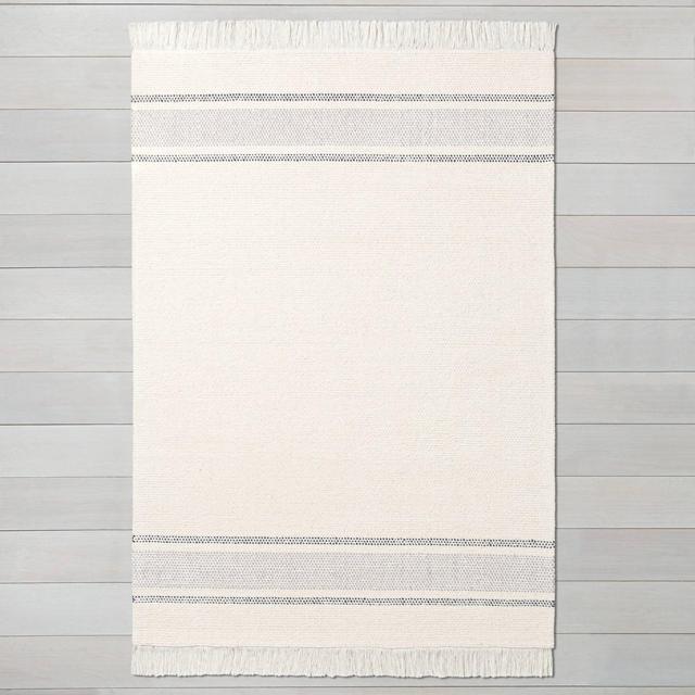 7' x 10' Tri-Striped Area Rug Railroad Gray / Jet Gray / Sour Cream - Hearth & Hand™ with Magnolia