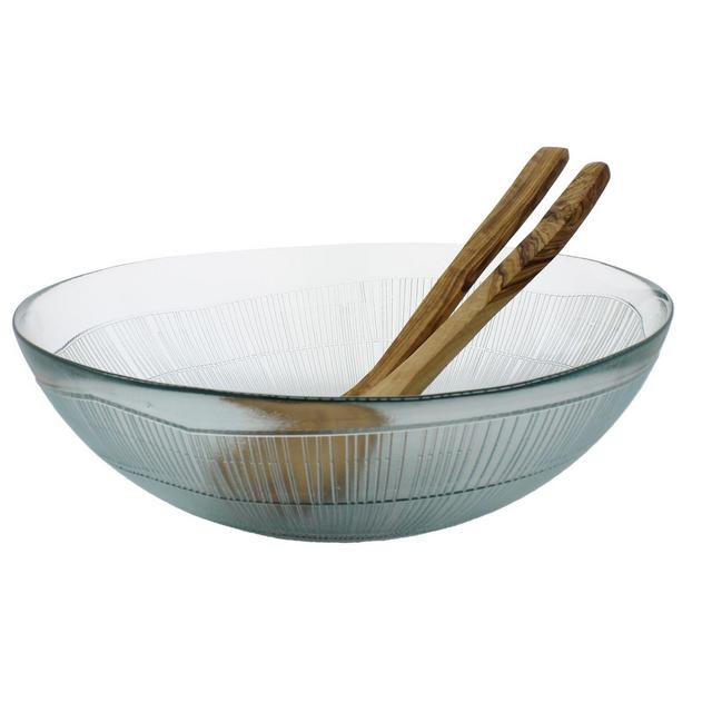 French Home Birch 3-Piece Salad Set in Clear/ Olive Wood