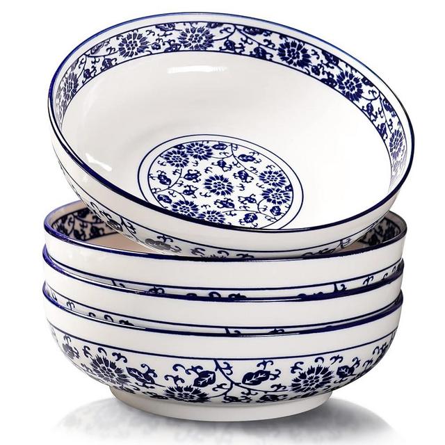 YUN TAO Pasta Bowls 60oz, 9 Inch Big Fruit Salad Serving Bowls,Large Bowls For Eating, Dinner Bowls Set of 4, Serving Dishes for Entertaining,Microwave Dishwasher Safe