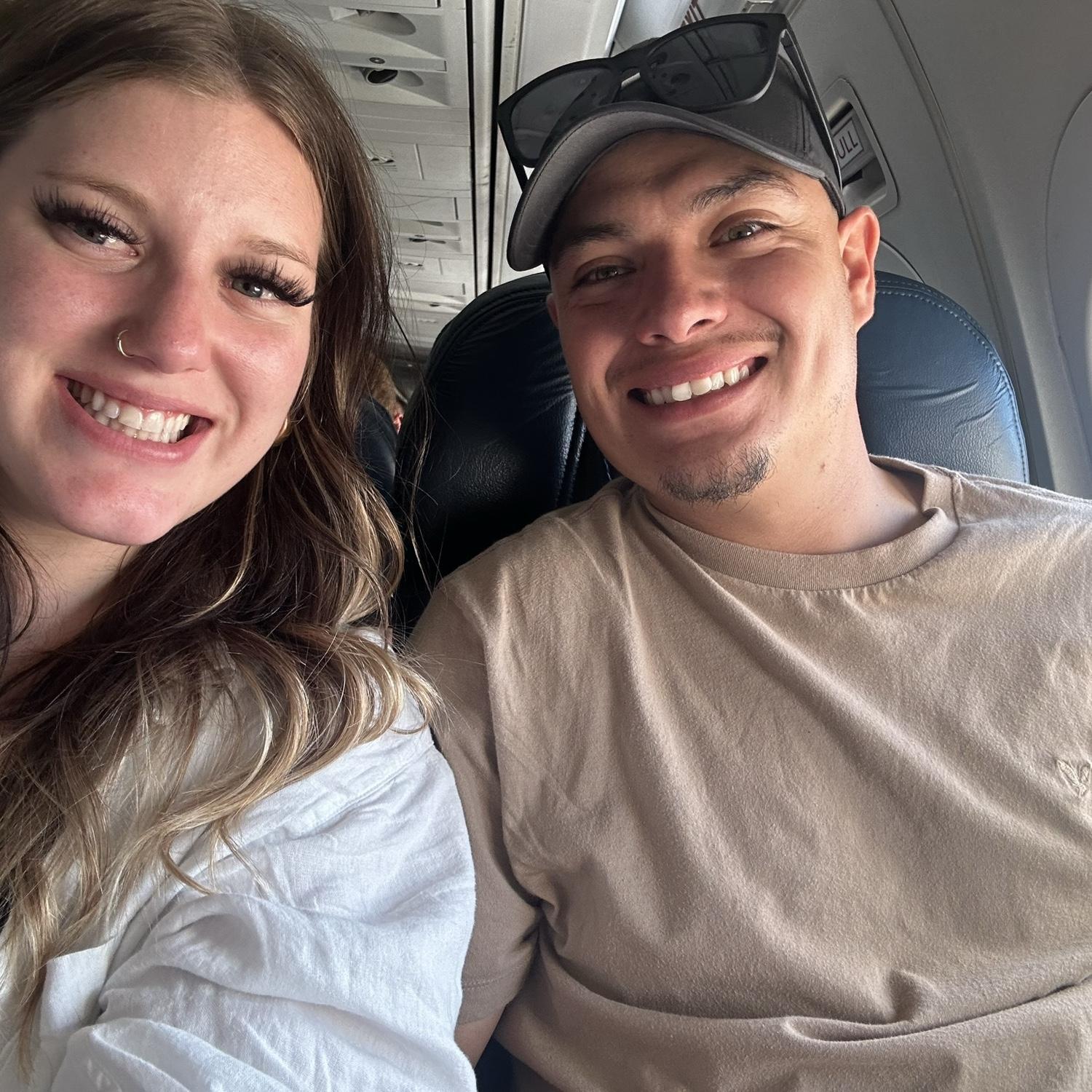 Martin’s first time on a plane! Headed to Ohio to celebrate our sweet friends’ marriage 🤍
