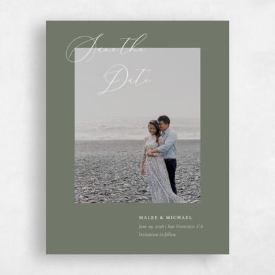 Dark Sage, Green Wedding Save the Date - Evora Photo
