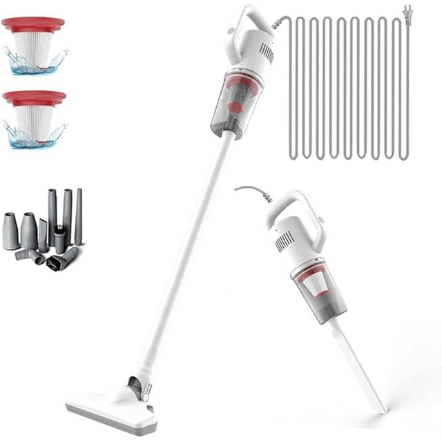 KEROMEE Stick Corded Handheld Vacuum Cleaner 26ft Cord Electric Broom for Pet Hair Hardwood Floor Cat Litter Cleaning