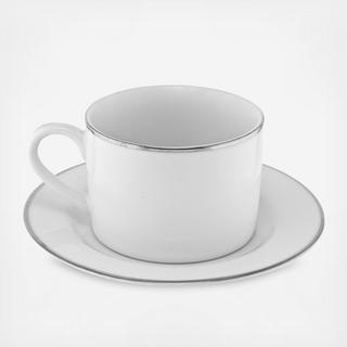 Metallic Line Can Cup & Saucer, Set of 6