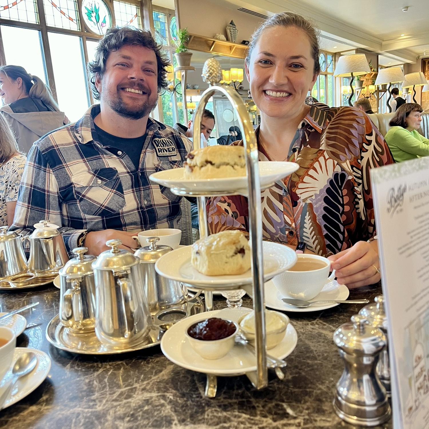Afternoon tea time with the Headleys at Bettys tea room in Ilkley, Martin’s hometown!