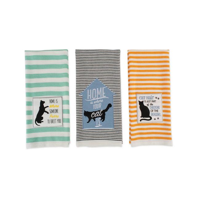 Design Imports Asst Cats Meow Embellished Dishtowel Set of 3