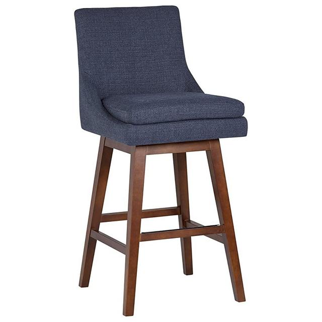 Amazon Brand – Stone & Beam Alaina Contemporary High-Back Swivel Seat Bar Stool, 43"H, Blue