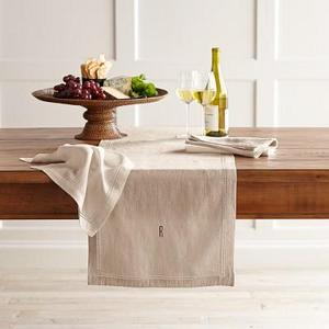 Linen Double Hemstitch Table Runner, Flax