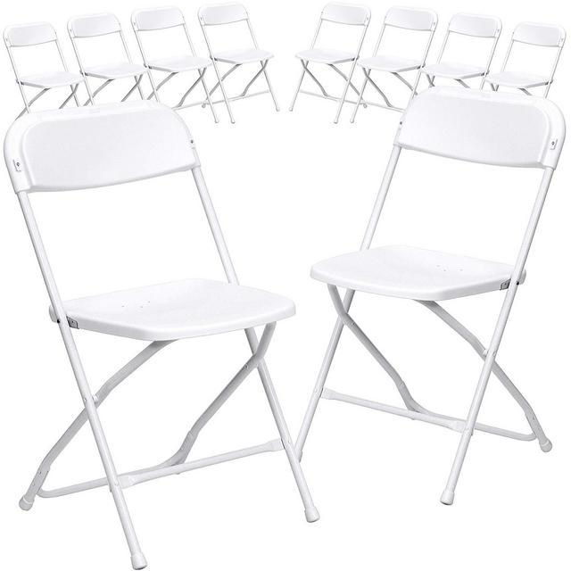 Flash Furniture 10 Pk. HERCULES Series 800 lb. Capacity Premium White Plastic Folding Chair