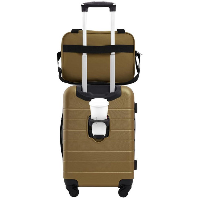 Wrangler Smart Luggage Cup Holder and USB Port, Dark Shadow, 2 Piece Set