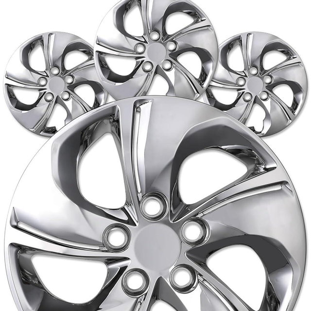 AUTOFREE 15” Chrome Finish Hubcaps for 2013-2015 Honda Civic Sedan, 2013 Honda Civic Coupe, Steel Wheels - Set of 4, Bolt-on Design Wheel Rim Covers, ABS&PC Material Hub Caps, 15-Inch Chrome Finish