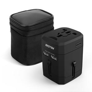 BESTEK Travel Adapter Worldwide All in One Travel Charger AC Outlet Plug with Dual USB Ports, Spare Fuse