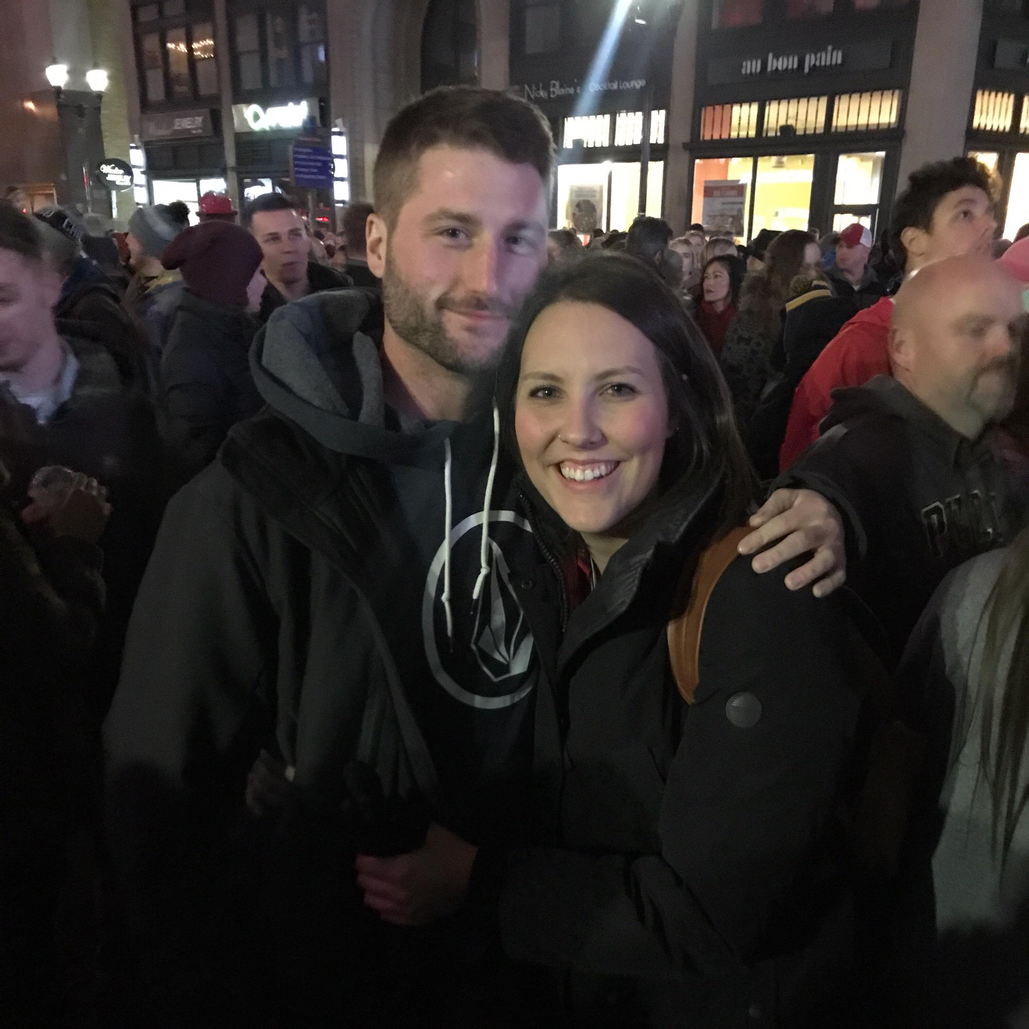 Our first "official" picture together at the Circle of Lights in Indianapolis