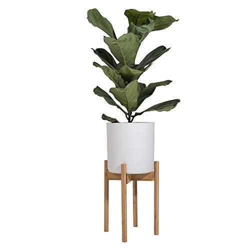 Sona Home Adjustable Mid Century Plant Stand, Available in 3 Sizes, 3 Colors - Modern Plant Stand for Indoor & Outdoor Use, Planter Stand Only (High, Bamboo)