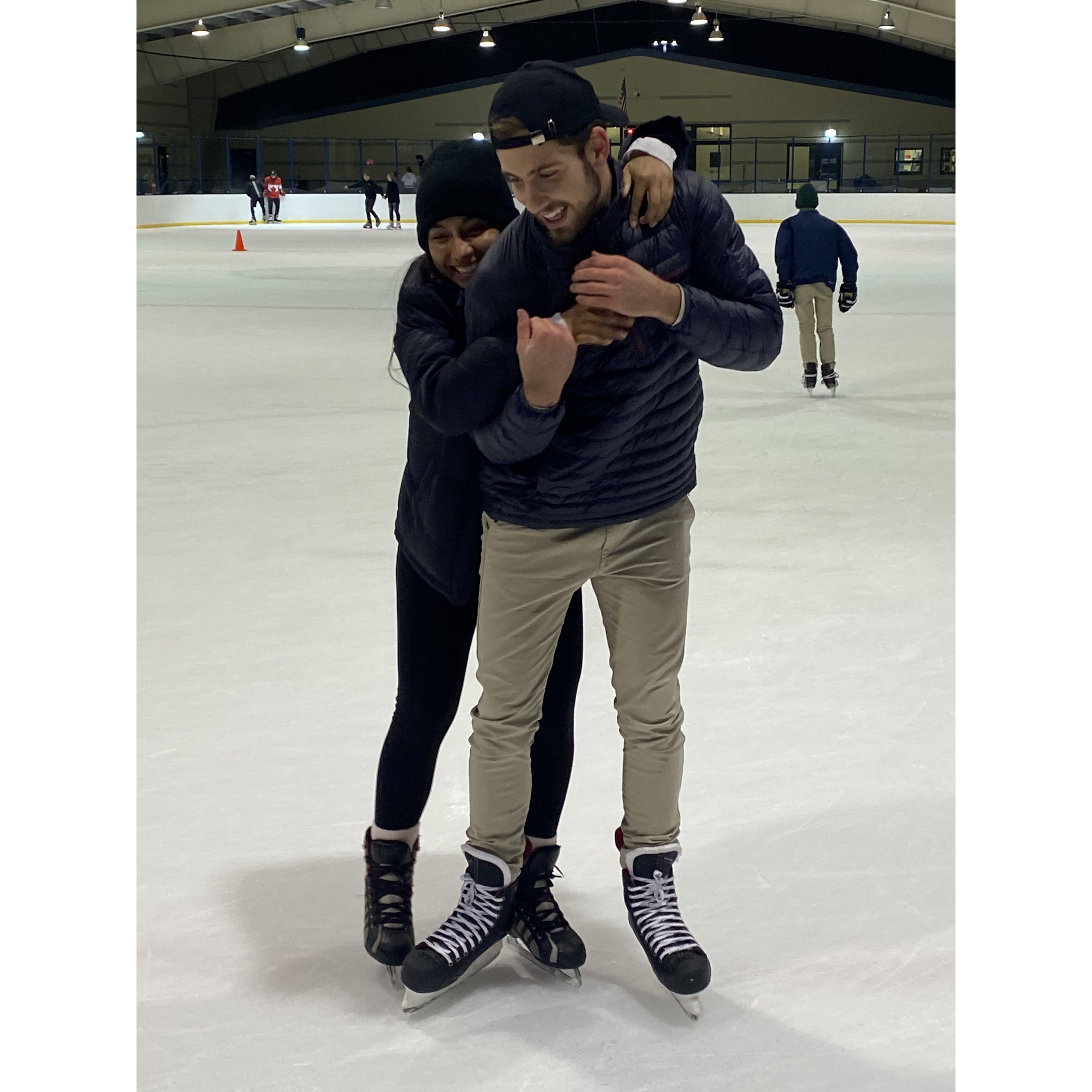 Teaching Bianca how to Ice Skate