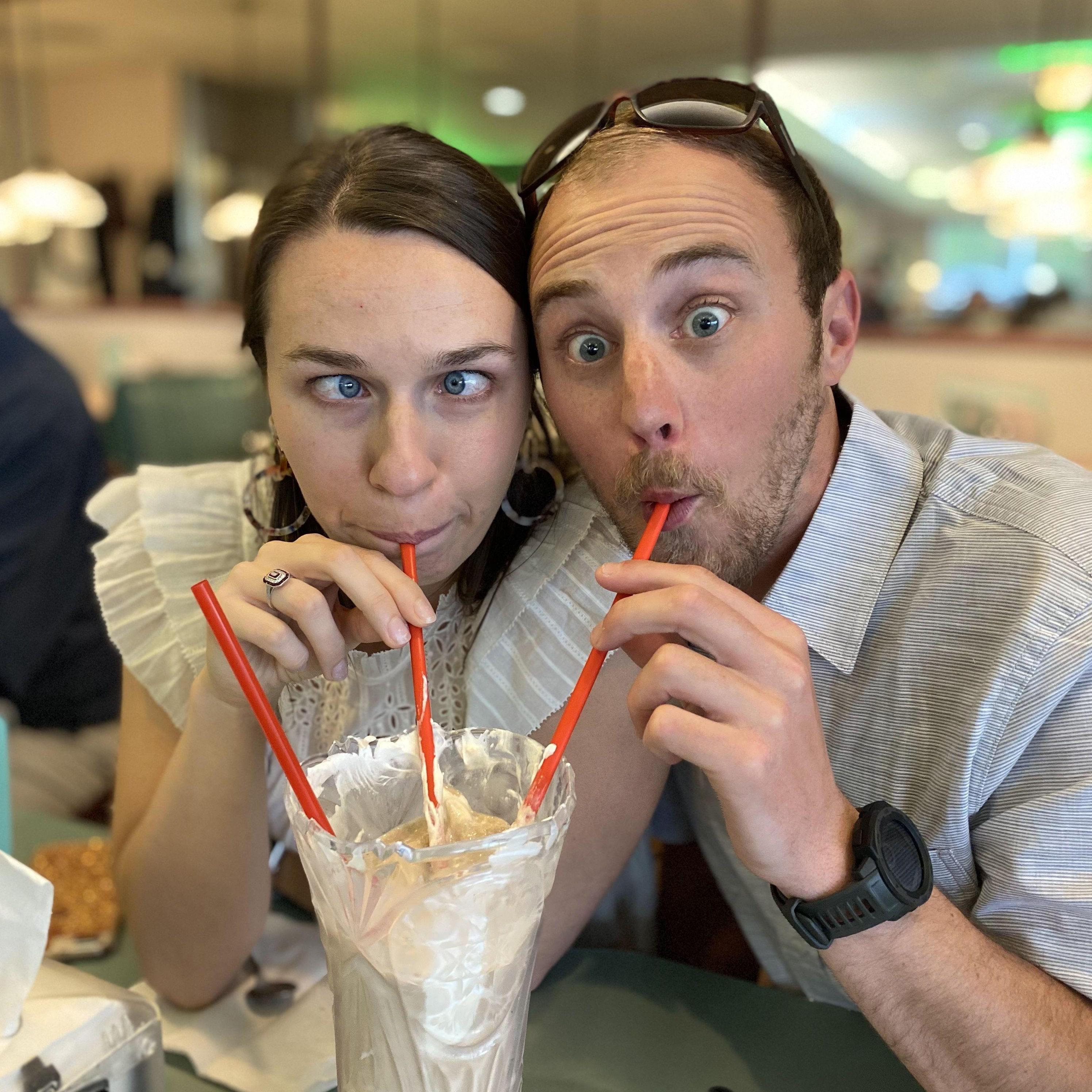 Balex's first ever Skyscraper milkshake from Winstead's.  We took on Galex's siblings and their spouses in a race to finish the shake...we lost.