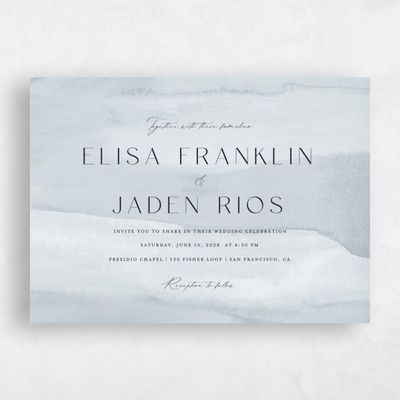 Ice, Blue Wedding Invitation - Povera Landscape