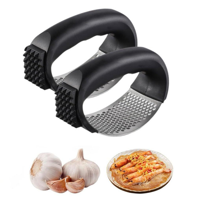 Stainless Steel Garlic Press, New Garlic Press Rocker, Home Kitchen Utensils Portable Manual Garlic Crusher for Smash Garlic Kitchen Gadgets Tools (2 Pack)
