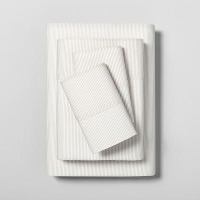 Queen Microstripe Organic Sheet Set in Pebble - Hearth & Hand™ | Target