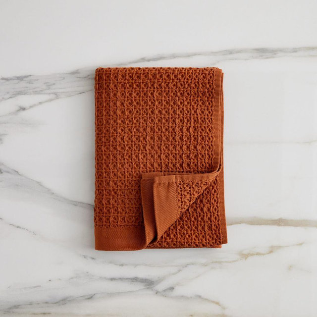 Organic Plush Waffle Towel, Copper, Bath Towel