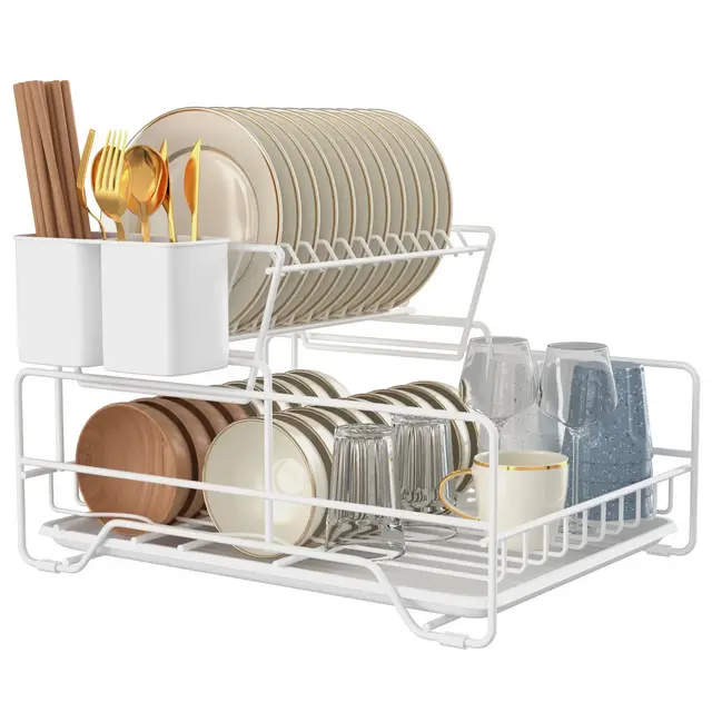 Fortune Candy 7'' Tall Multifunctional 2-Tier Dish Drying Rack For Kitchen