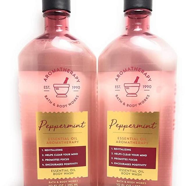 Bath and Body Works 2 Pack Aromatherapy Peppermint Essential Oil Body Wash 10 Oz.