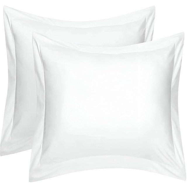 SLEEP-NEST European 26x26 Pillow Covers Set of 2 White Euro Shams Decorative 100% Cotton Throw Pillow Cover Cotton Large Square 600TC Soft Premium Pillowcase for Couch Bed, White
