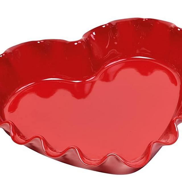 Emile Henry Ruffled Heart Dish, 32.5x28x6 cm, Burgundy, 3 Piece