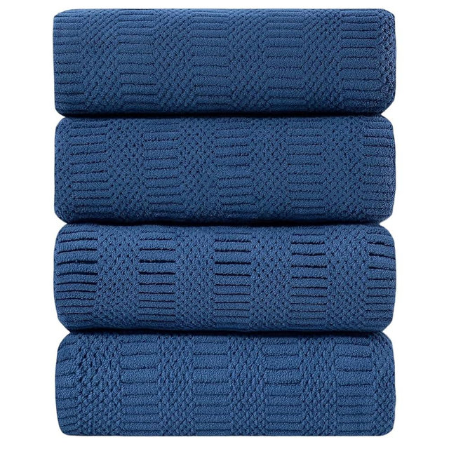 Ycosy 4 Pack Extra Large Microfiber Bath Towels Set,35x70 inches,600GSM,Less Lint Highly Absorbent Super Soft & Quick Dry,Oversized Bath Towels,Perfect for Bathroom Gym Pool,Navy