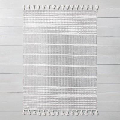 Pick Stitch Textured Stripe with Tassel Rug Jet Gray - Hearth & Hand™ with Magnolia