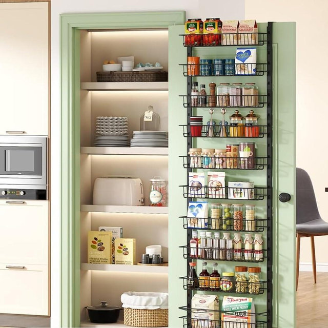 ARZEN 10 Tier Over The Door Pantry Organizer - Adjustable Door Storage Organizer for Kitchen, Closet, Spice Rack, and Cabinet Door Storage - Hanging Door Organizer for Pantry and Spice Racks