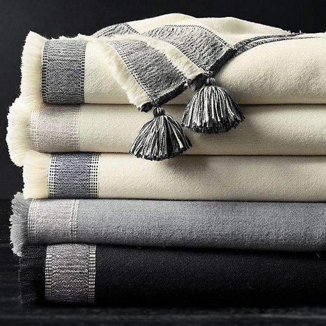 Alpaca Pom-Pom Oversized Bed Throw | Natural/Indigo